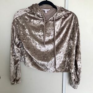Nude Velvet crop hoodie